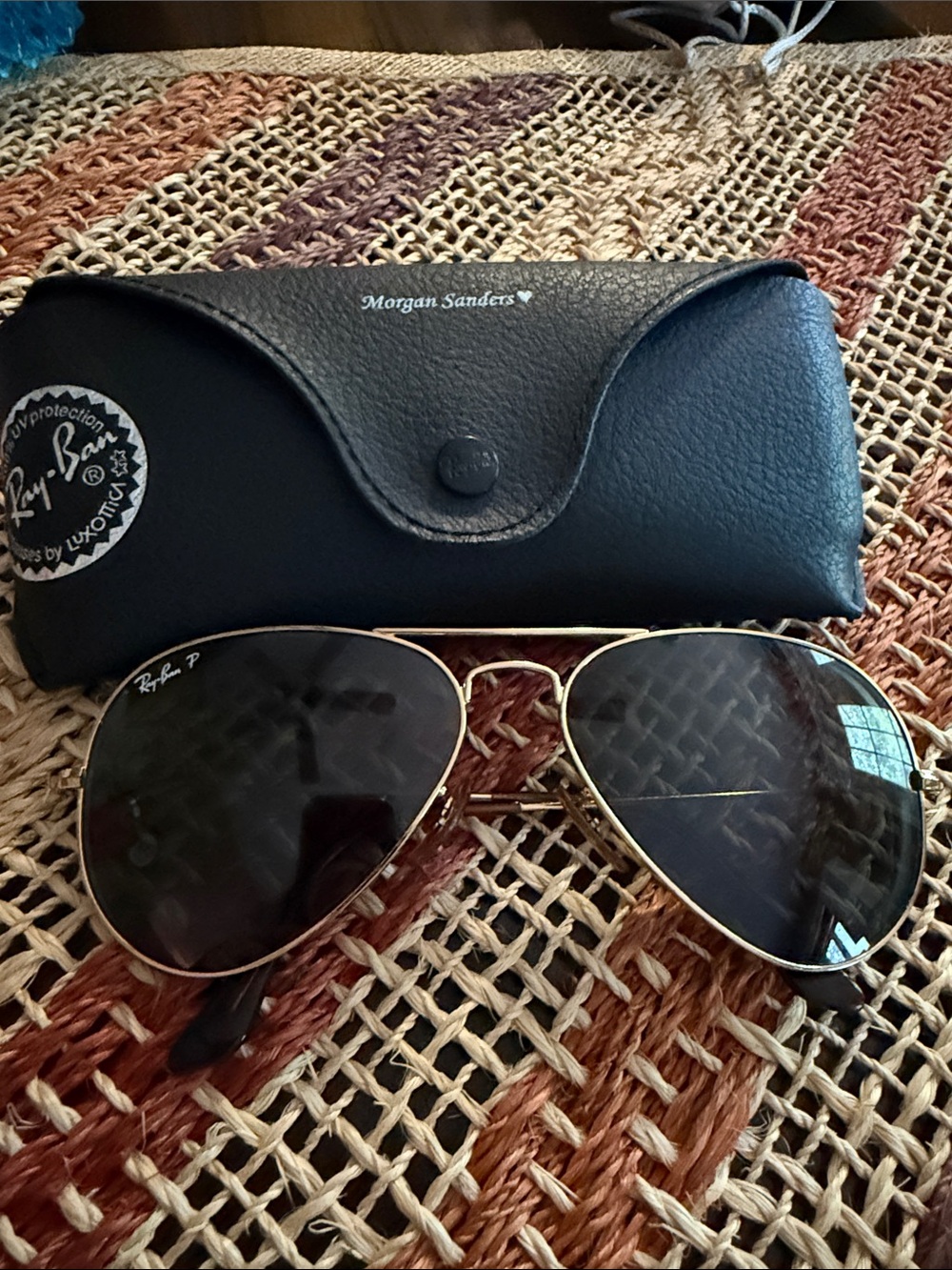 Ray-Ban Gold Frame Sunglasses with Black Lenses